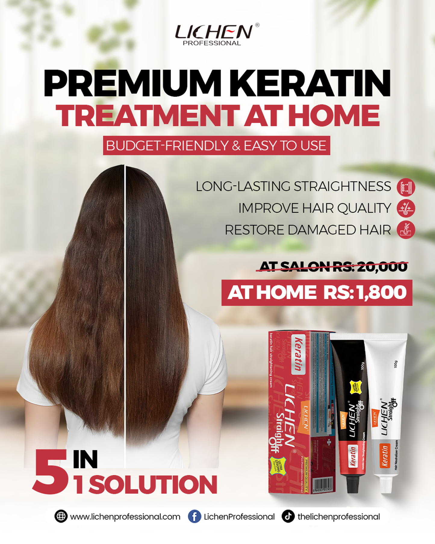 Lichen Keratin Hair Straightening Cream (Straight Off)