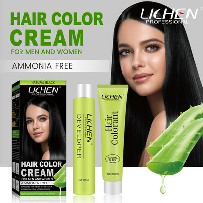 Lichen Hair Color Cream 200ml (100ml Color Cream + 100ml Developer)