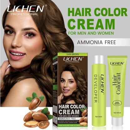 Lichen Hair Color Cream 200ml (100ml Color Cream + 100ml Developer)