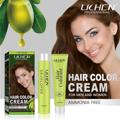 Lichen Hair Color Cream 200ml (100ml Color Cream + 100ml Developer)